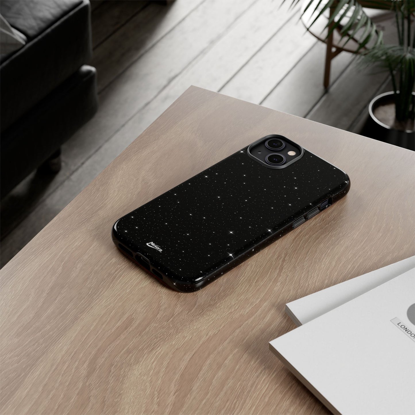 Nexora Galaxy Tough Phone Case — Black Stardust Protective Case