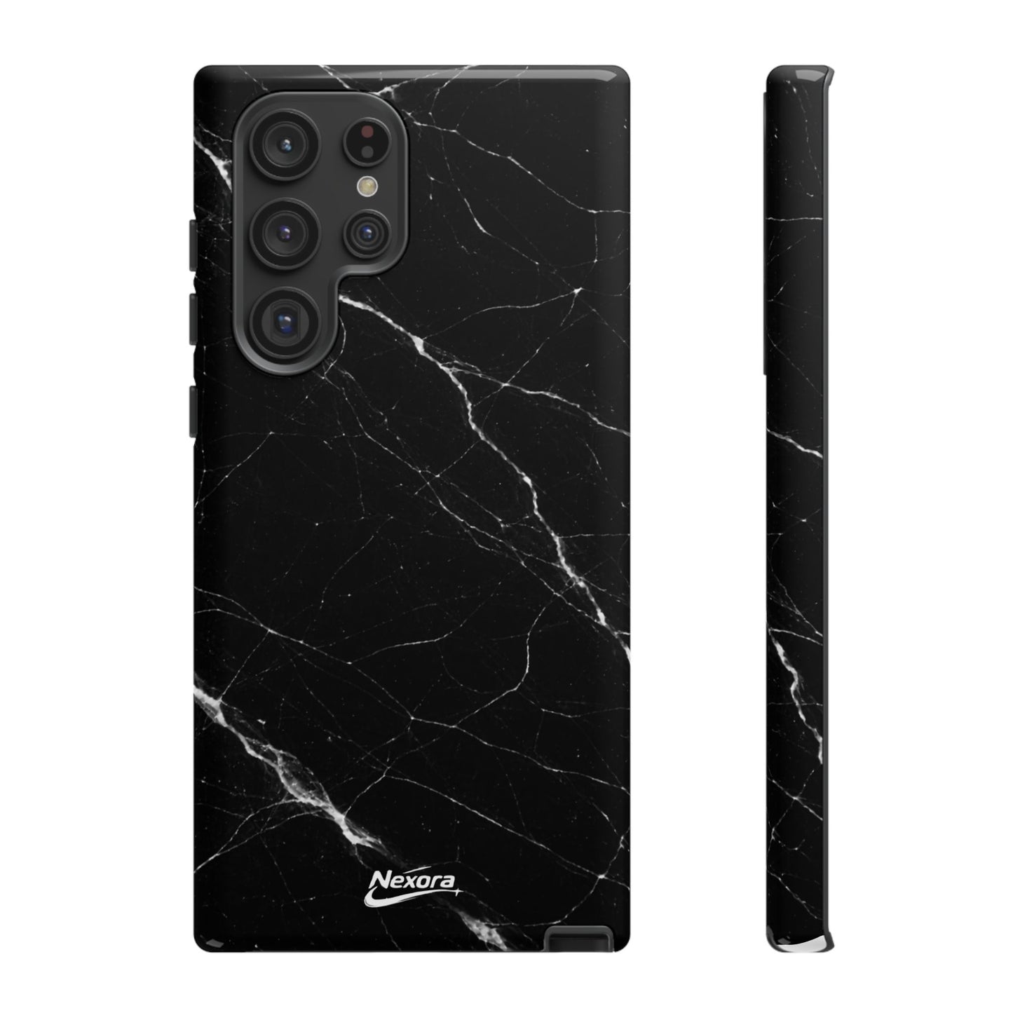 Nexora Black Marble Phone Case — Sleek Tough Protective Case with White Veining