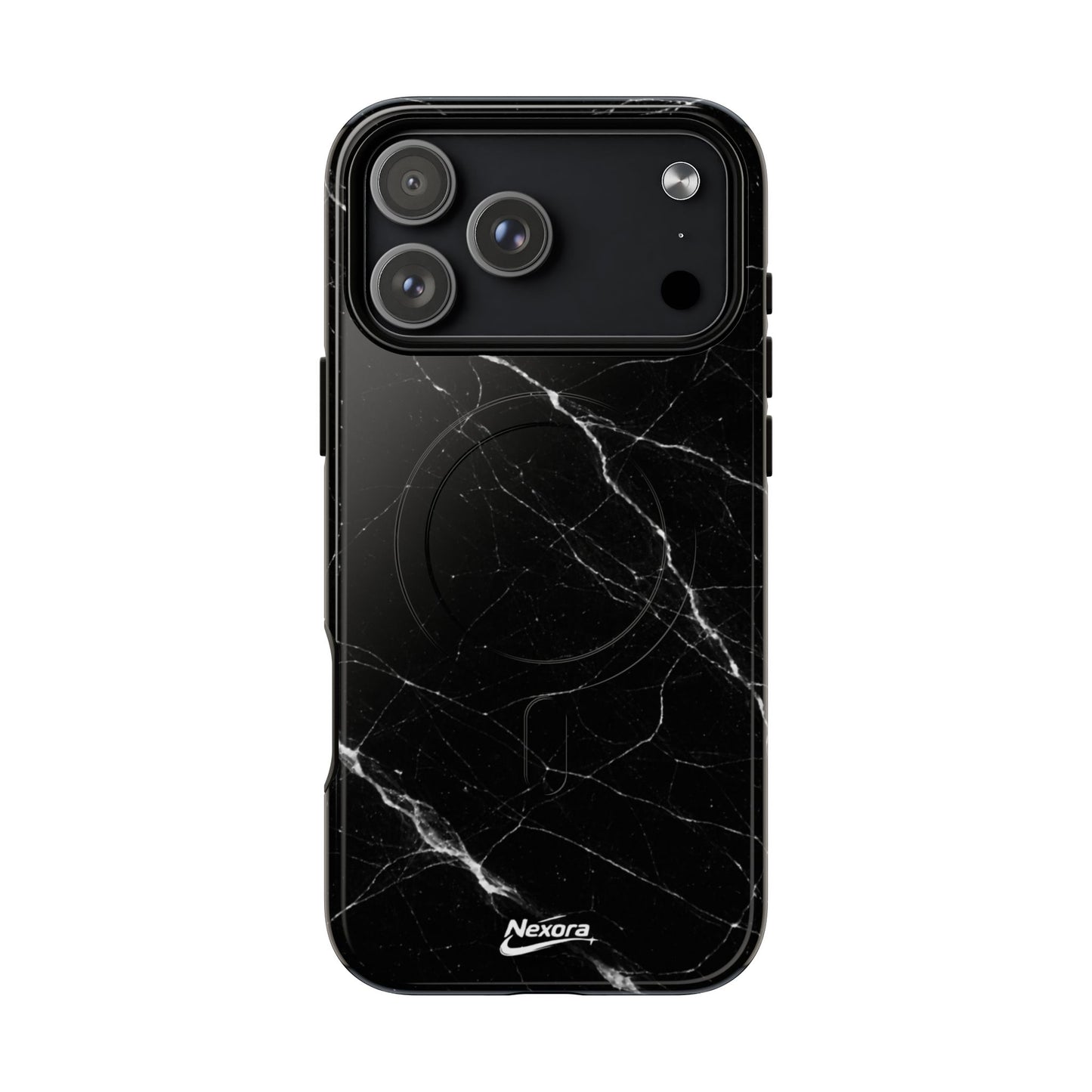Nexora Magnetic Tough Phone Case - Black Marble Protective Cover