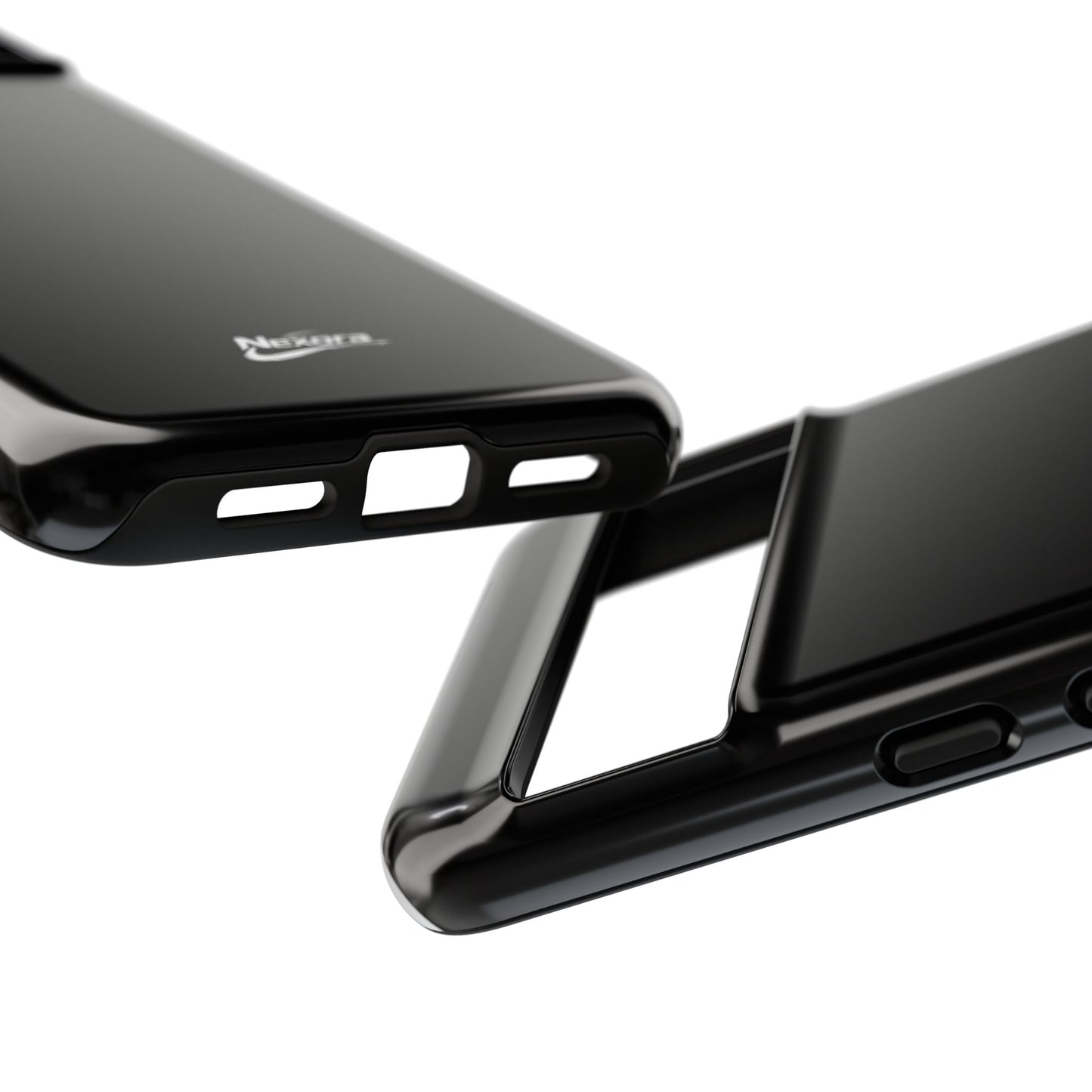Nexora Black Tough Phone Case – Protective Slim Armor with Logo