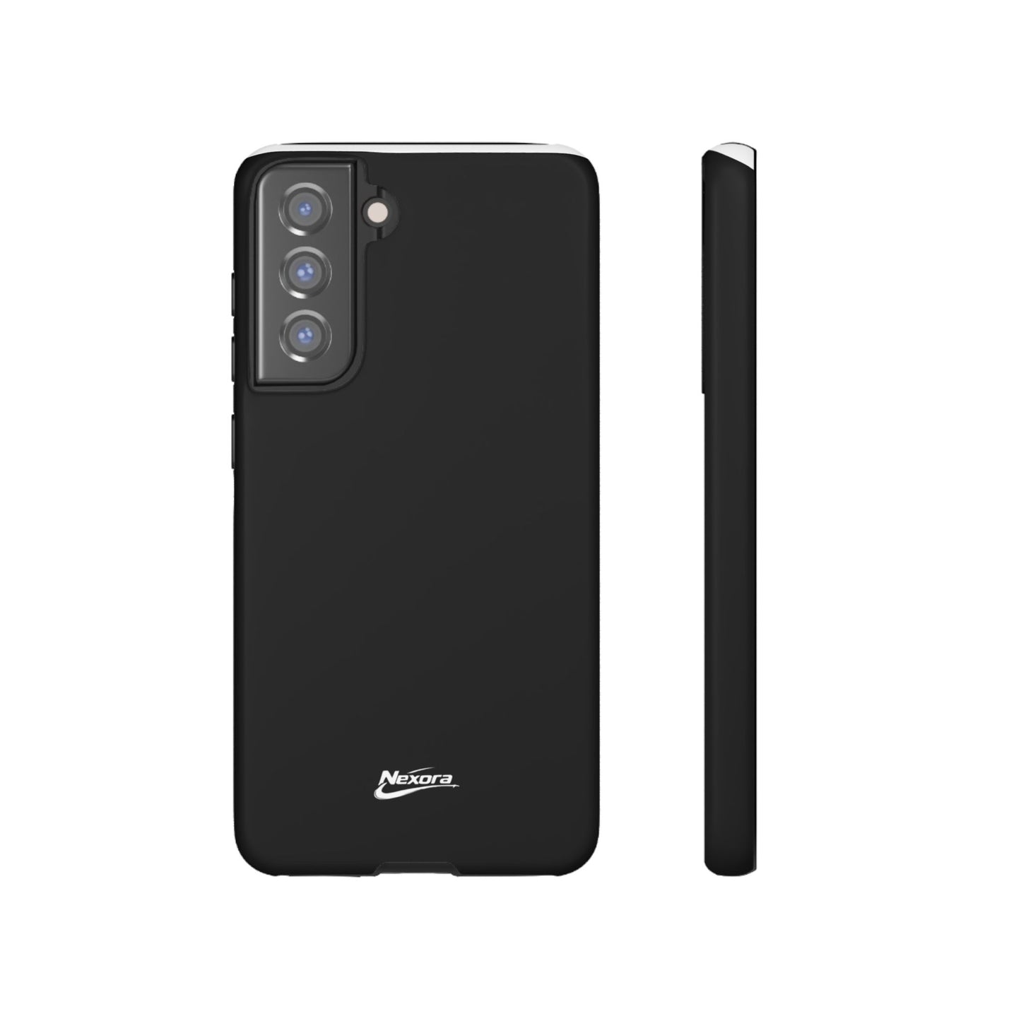 Nexora Black Tough Phone Case – Protective Slim Armor with Logo