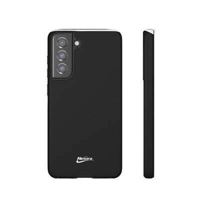 Nexora Black Tough Phone Case – Protective Slim Armor with Logo