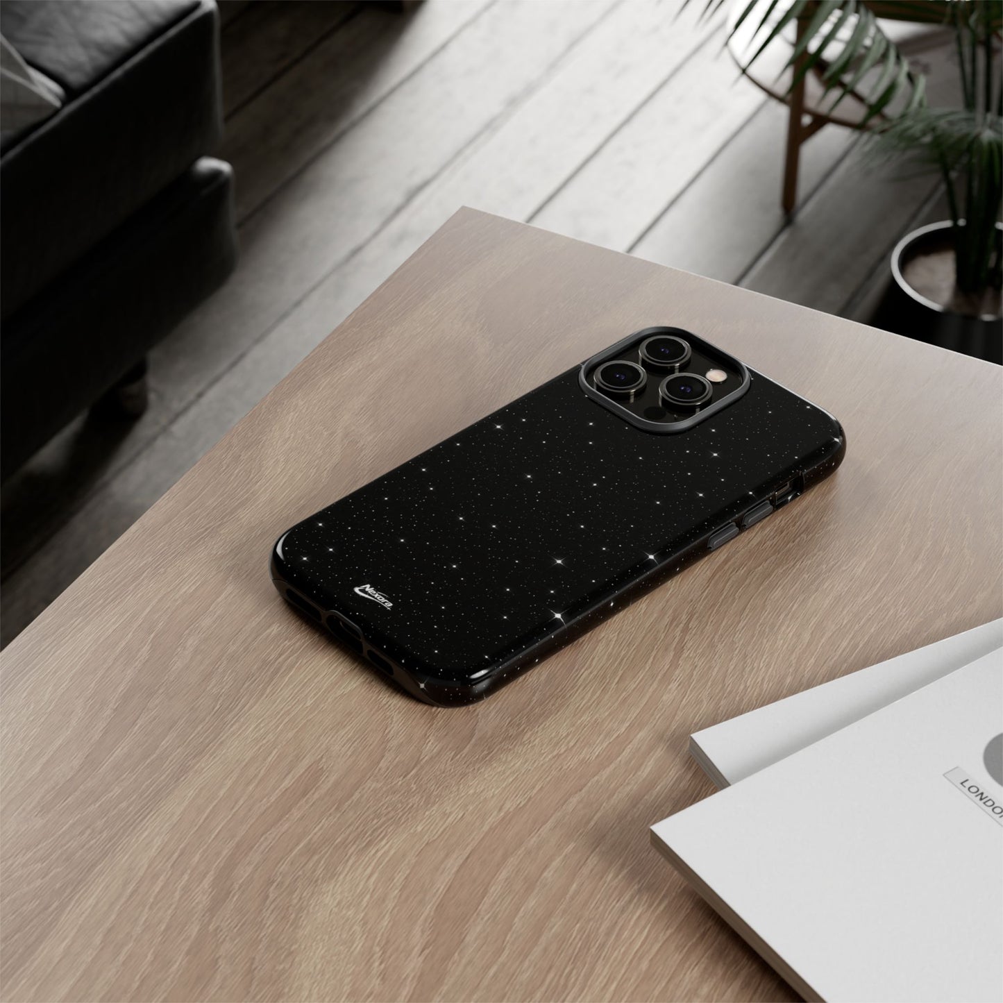 Nexora Galaxy Tough Phone Case — Black Stardust Protective Case