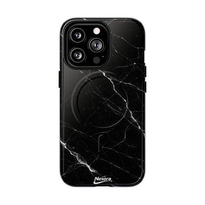 Nexora Magnetic Tough Phone Case - Black Marble Protective Cover