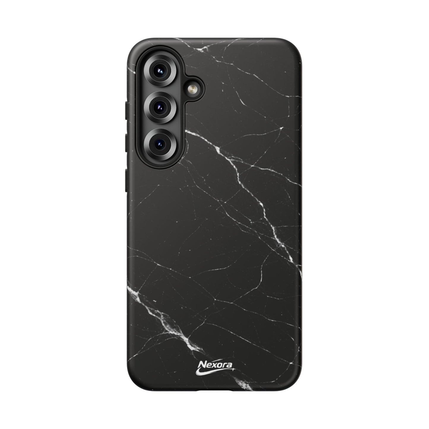 Nexora Black Marble Phone Case — Sleek Tough Protective Case with White Veining