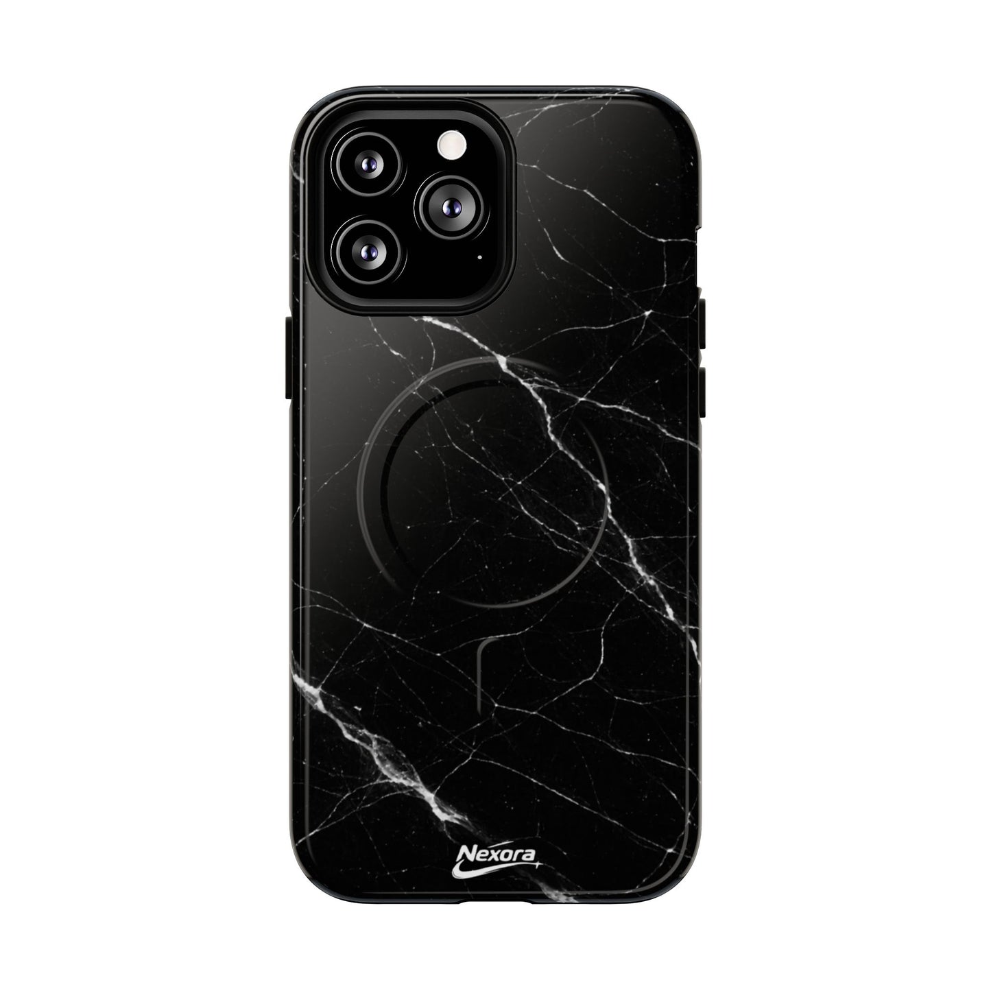 Nexora Magnetic Tough Phone Case - Black Marble Protective Cover