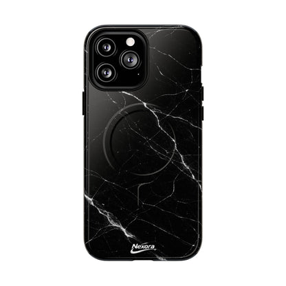 Nexora Magnetic Tough Phone Case - Black Marble Protective Cover