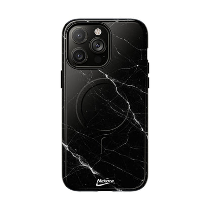 Nexora Magnetic Tough Phone Case - Black Marble Protective Cover