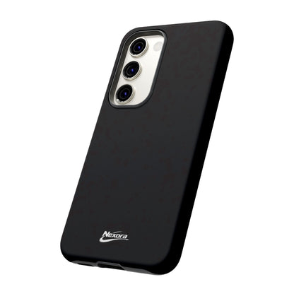 Nexora Black Tough Phone Case – Protective Slim Armor with Logo