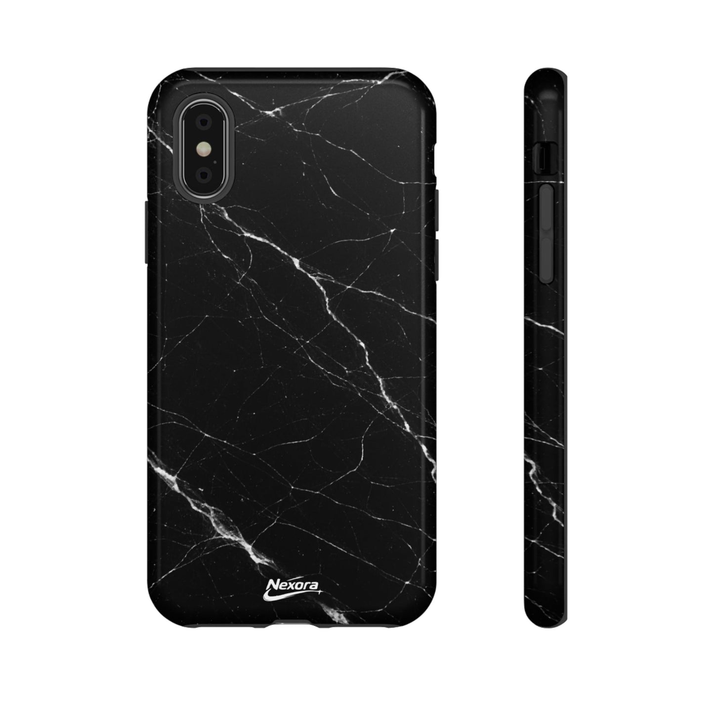 Nexora Black Marble Tough Phone Case — Slim Protective iPhone Cover