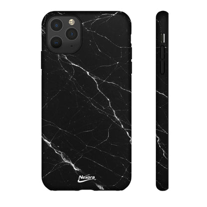 Nexora Black Marble Tough Phone Case — Slim Protective iPhone Cover
