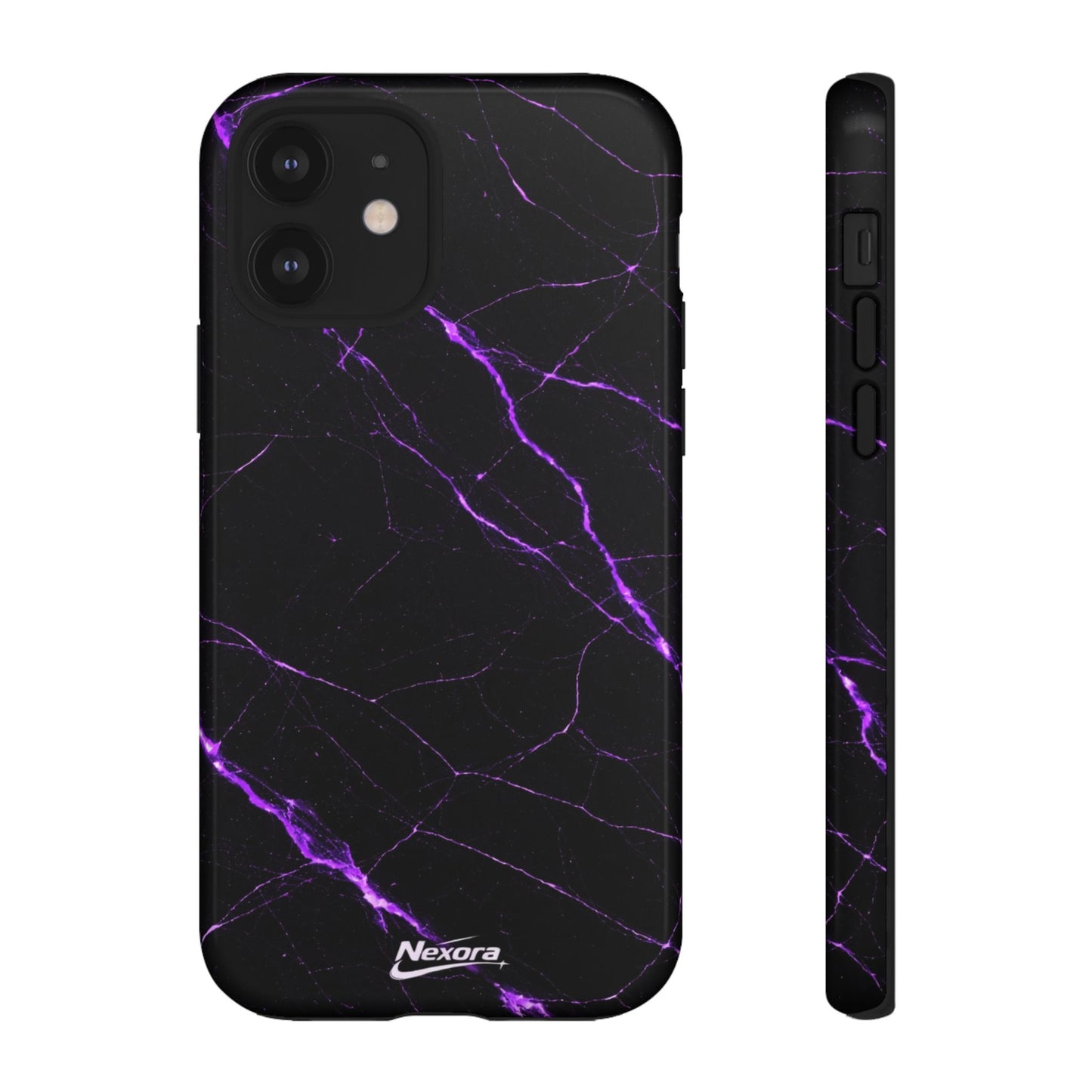 Nexora Purple Lightning Marble Phone Case — Tough Protective Phone Case