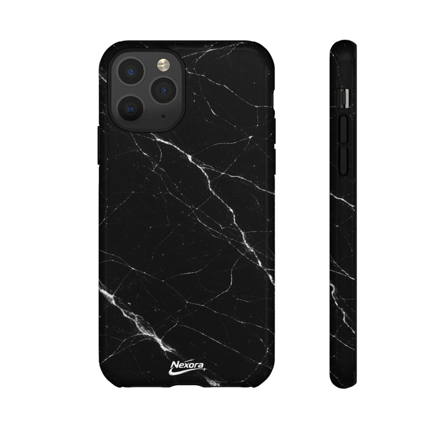 Nexora Black Marble Tough Phone Case — Slim Protective iPhone Cover