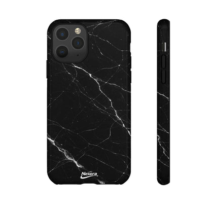 Nexora Black Marble Tough Phone Case — Slim Protective iPhone Cover