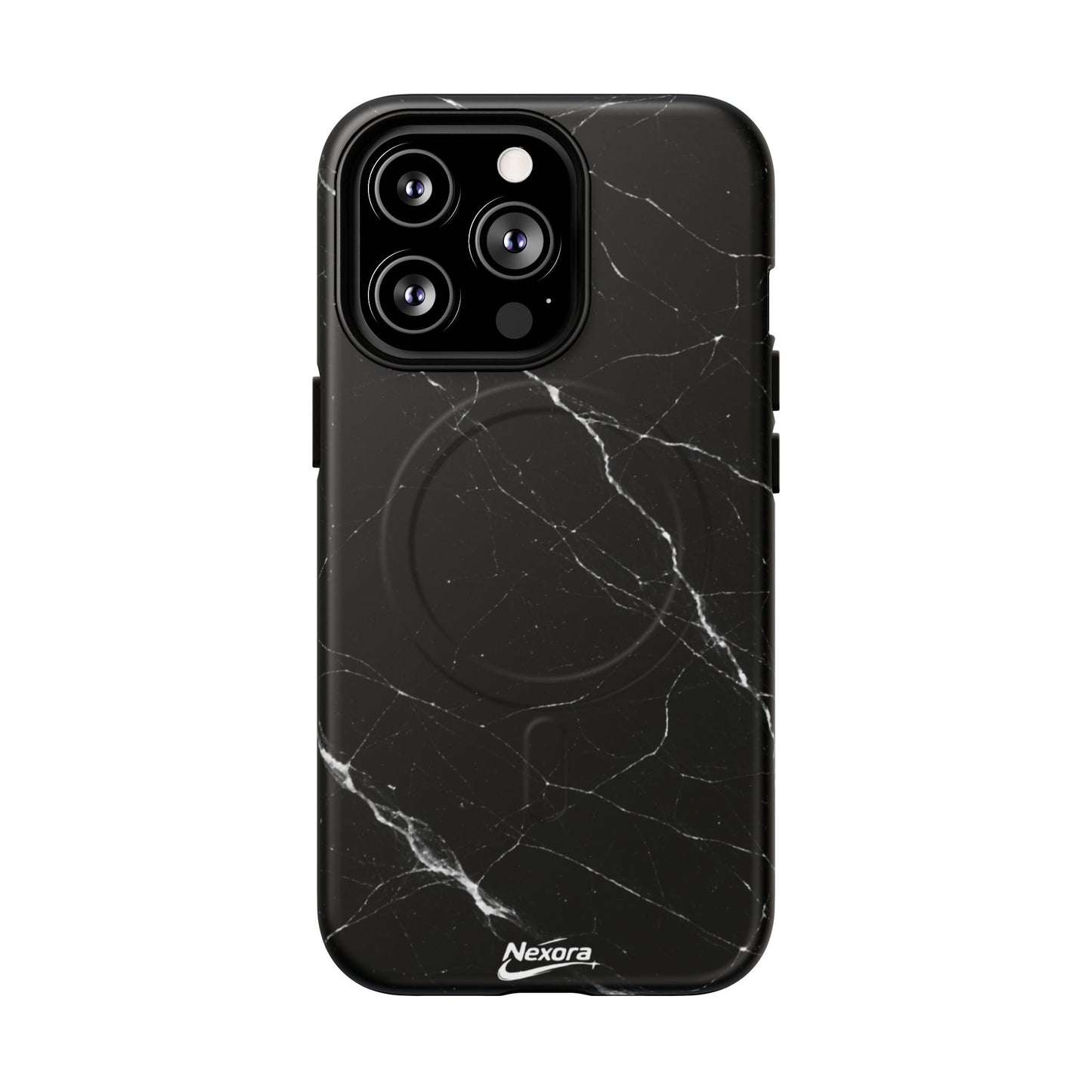 Nexora Magnetic Tough Phone Case - Black Marble Protective Cover