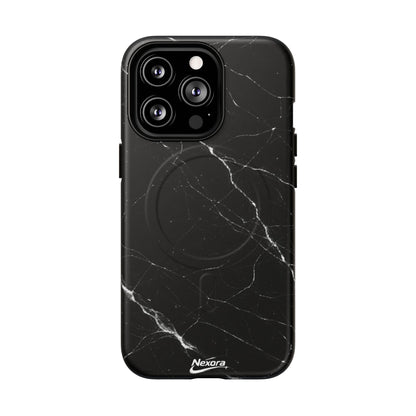 Nexora Magnetic Tough Phone Case - Black Marble Protective Cover