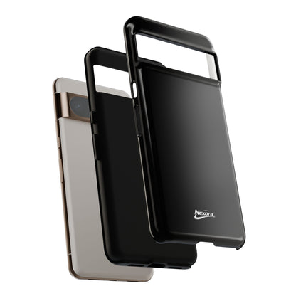 Nexora Black Tough Phone Case – Protective Slim Armor with Logo