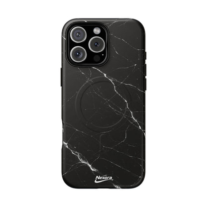 Nexora Magnetic Tough Phone Case - Black Marble Protective Cover