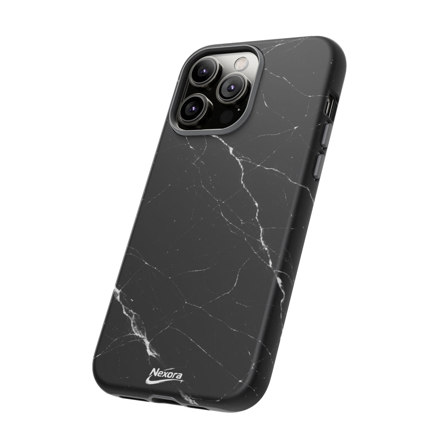 Nexora Black Marble Tough Phone Case — Slim Protective iPhone Cover