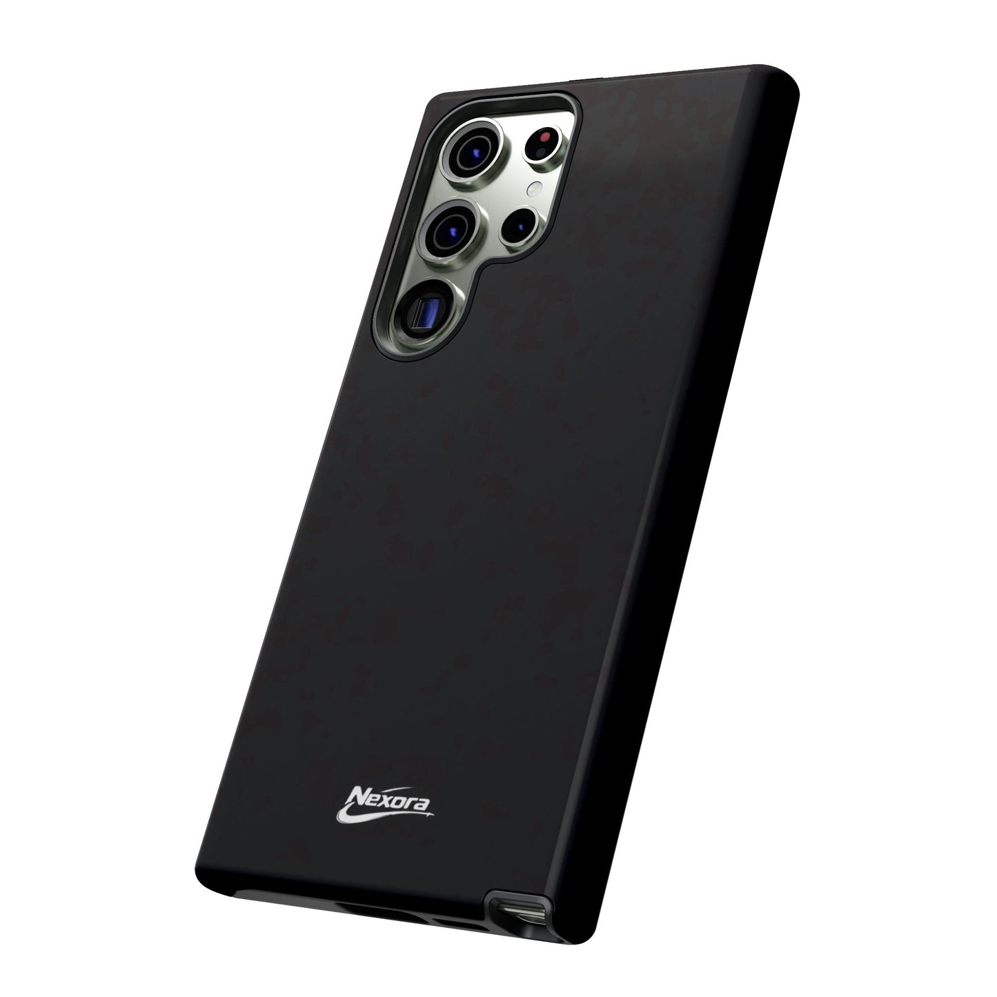 Nexora Black Tough Phone Case – Protective Slim Armor with Logo