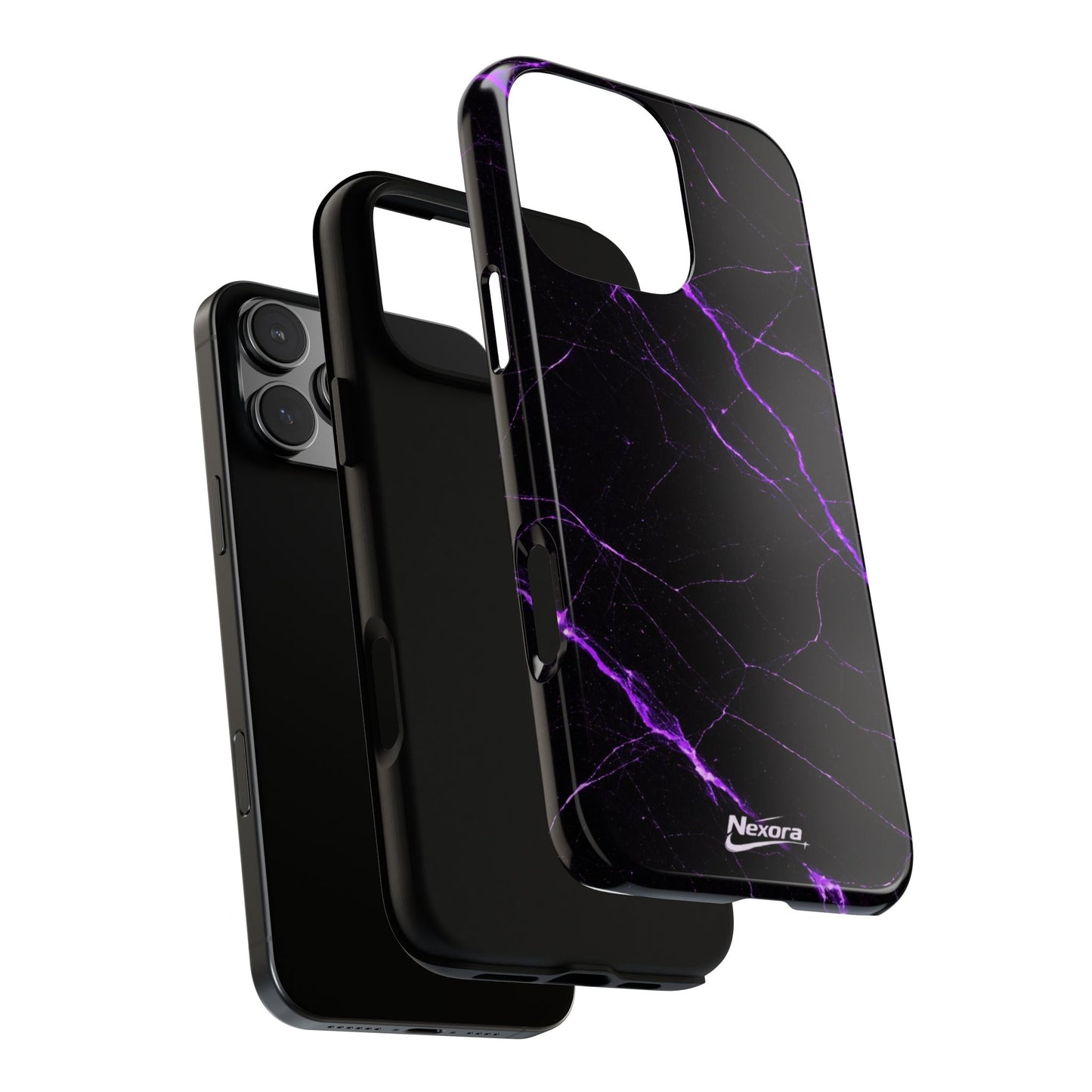 Nexora Purple Lightning Marble Phone Case — Tough Protective Phone Case