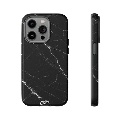 Nexora Black Marble Tough Phone Case — Slim Protective iPhone Cover