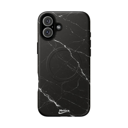 Nexora Magnetic Tough Phone Case - Black Marble Protective Cover