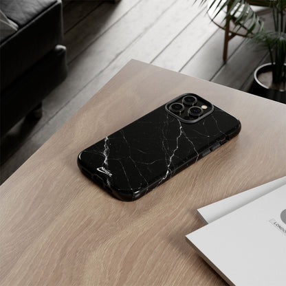 Nexora Black Marble Tough Phone Case — Slim Protective iPhone Cover