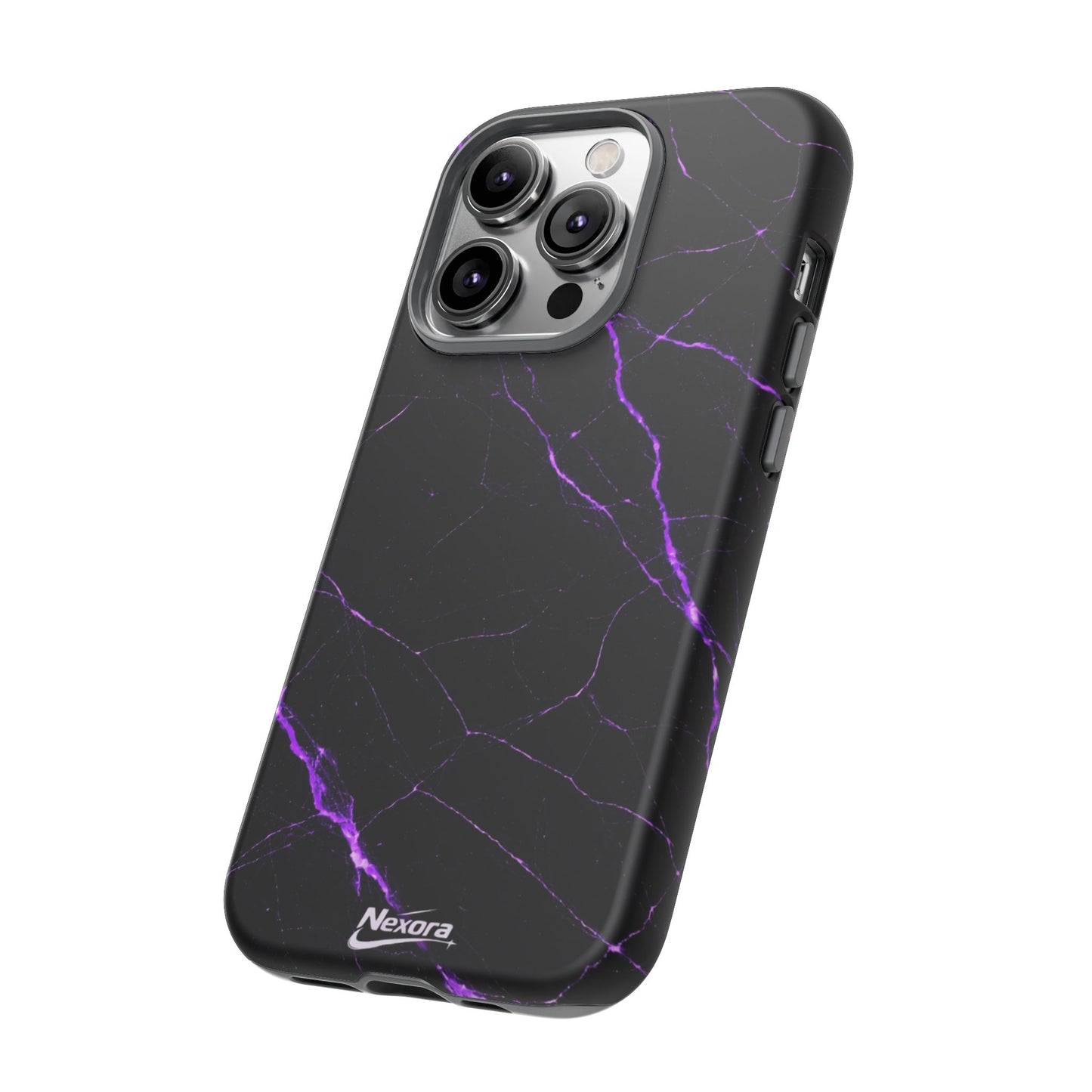 Nexora Purple Lightning Marble Phone Case — Tough Protective Phone Case