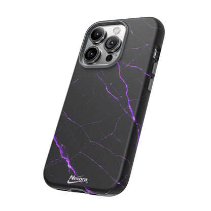 Nexora Purple Lightning Marble Phone Case — Tough Protective Phone Case