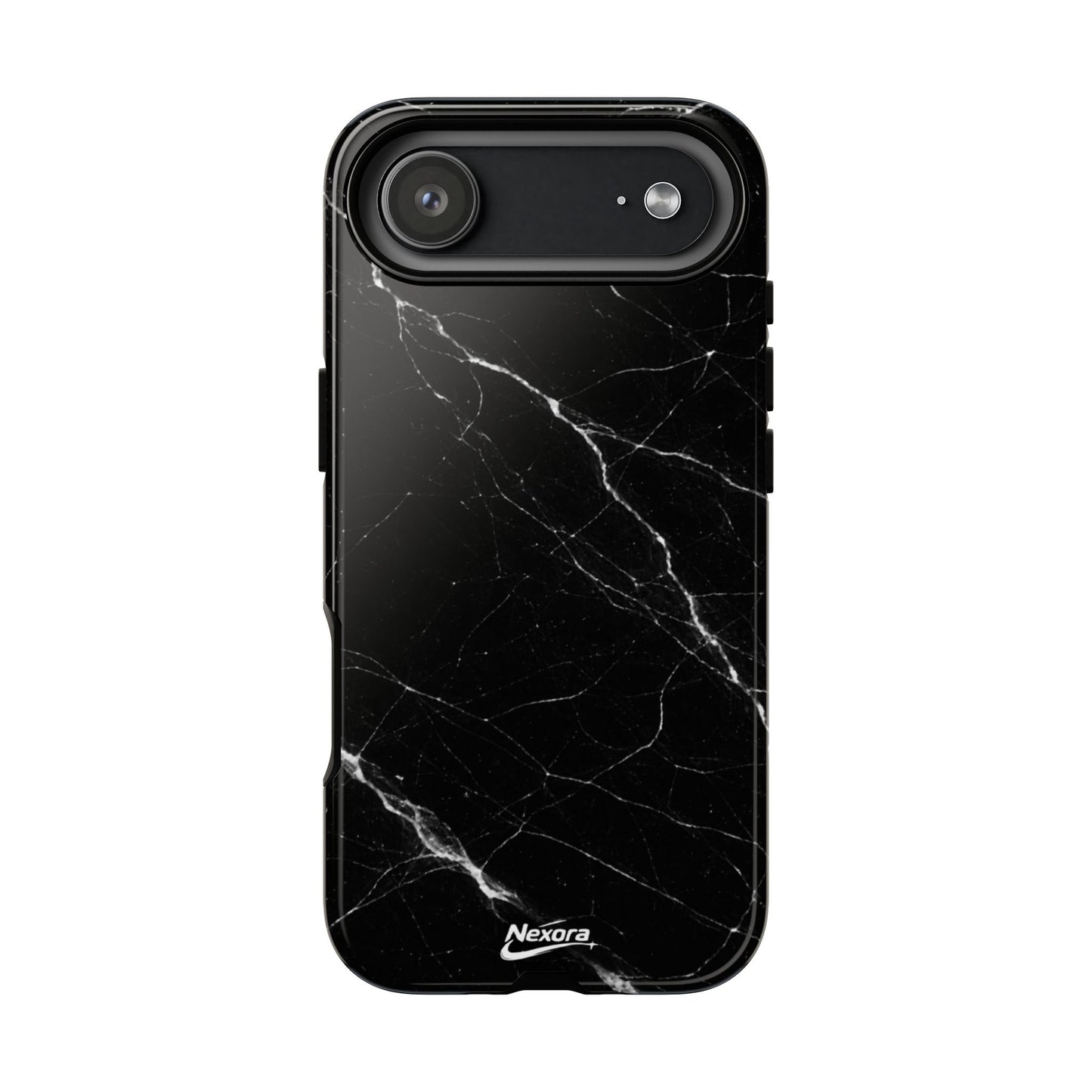 Nexora Black Marble Tough Phone Case — Slim Protective iPhone Cover
