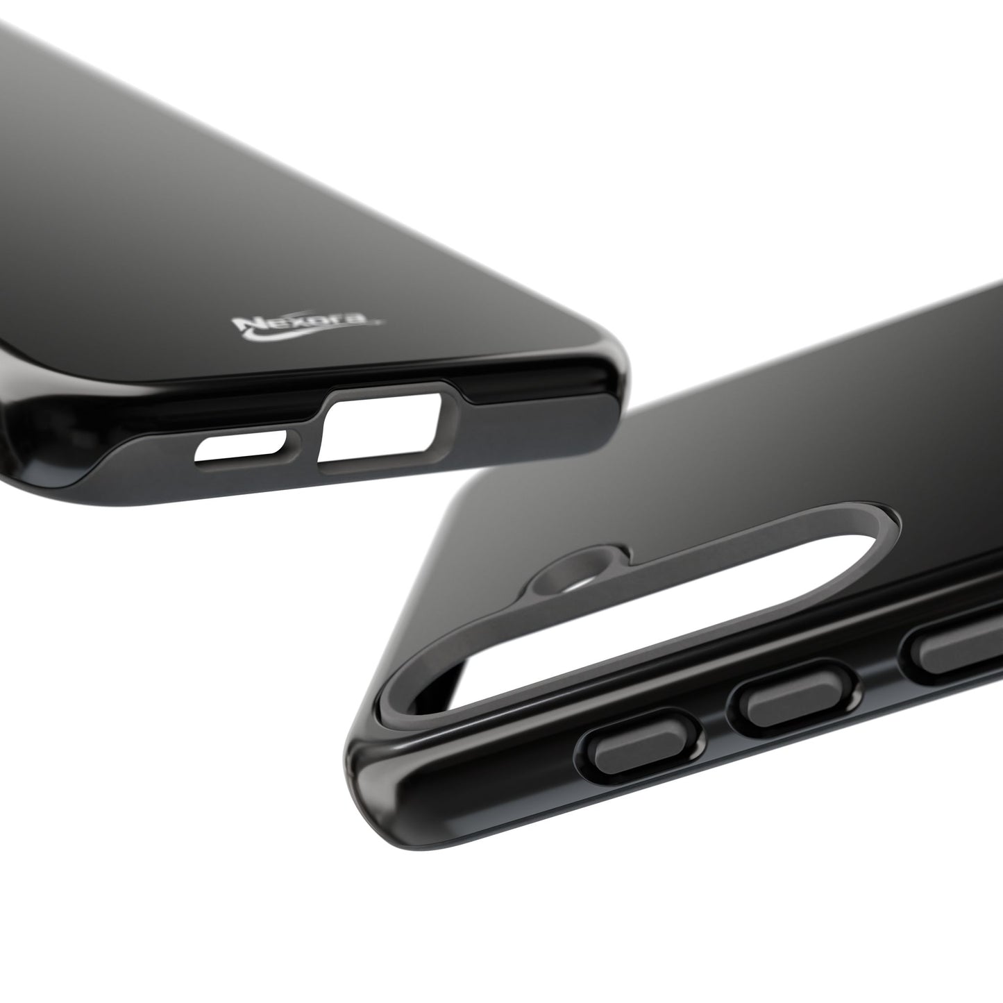 Nexora Black Tough Phone Case – Protective Slim Armor with Logo