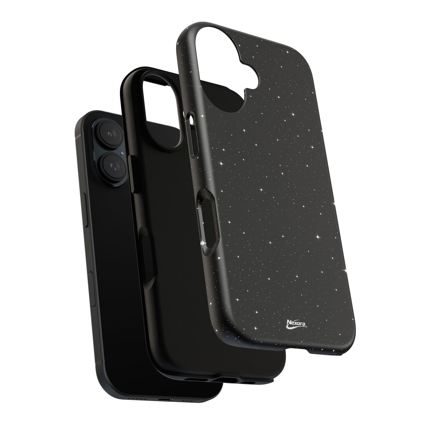 Nexora Galaxy Tough Phone Case — Black Stardust Protective Case