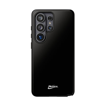 Nexora Black Tough Phone Case – Protective Slim Armor with Logo