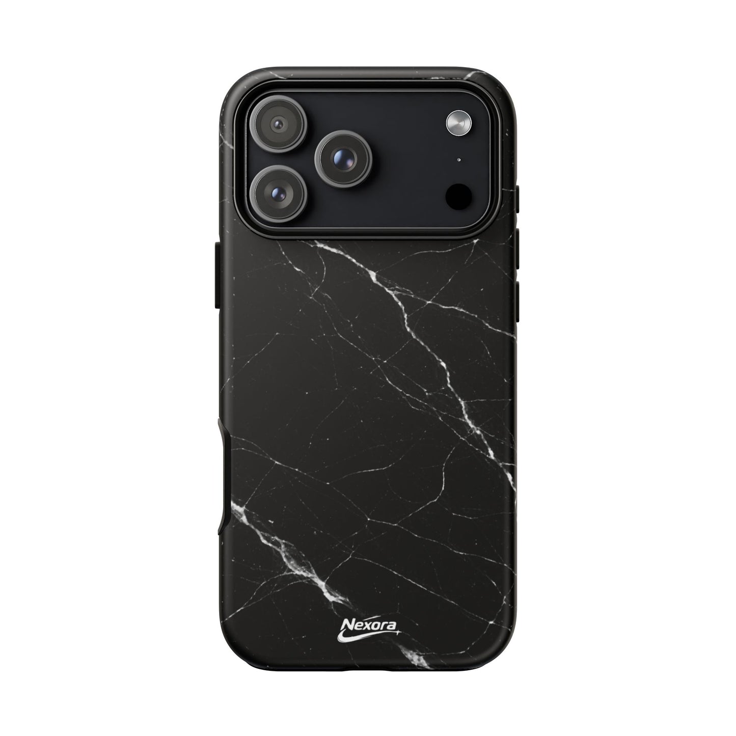 Nexora Black Marble Tough Phone Case — Slim Protective iPhone Cover