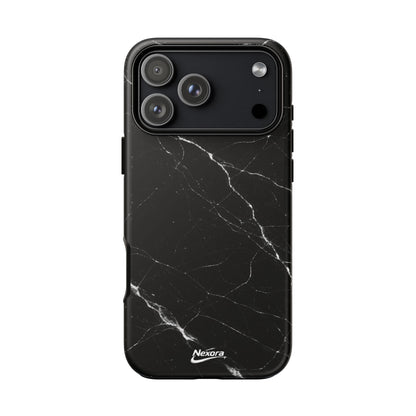 Nexora Black Marble Tough Phone Case — Slim Protective iPhone Cover