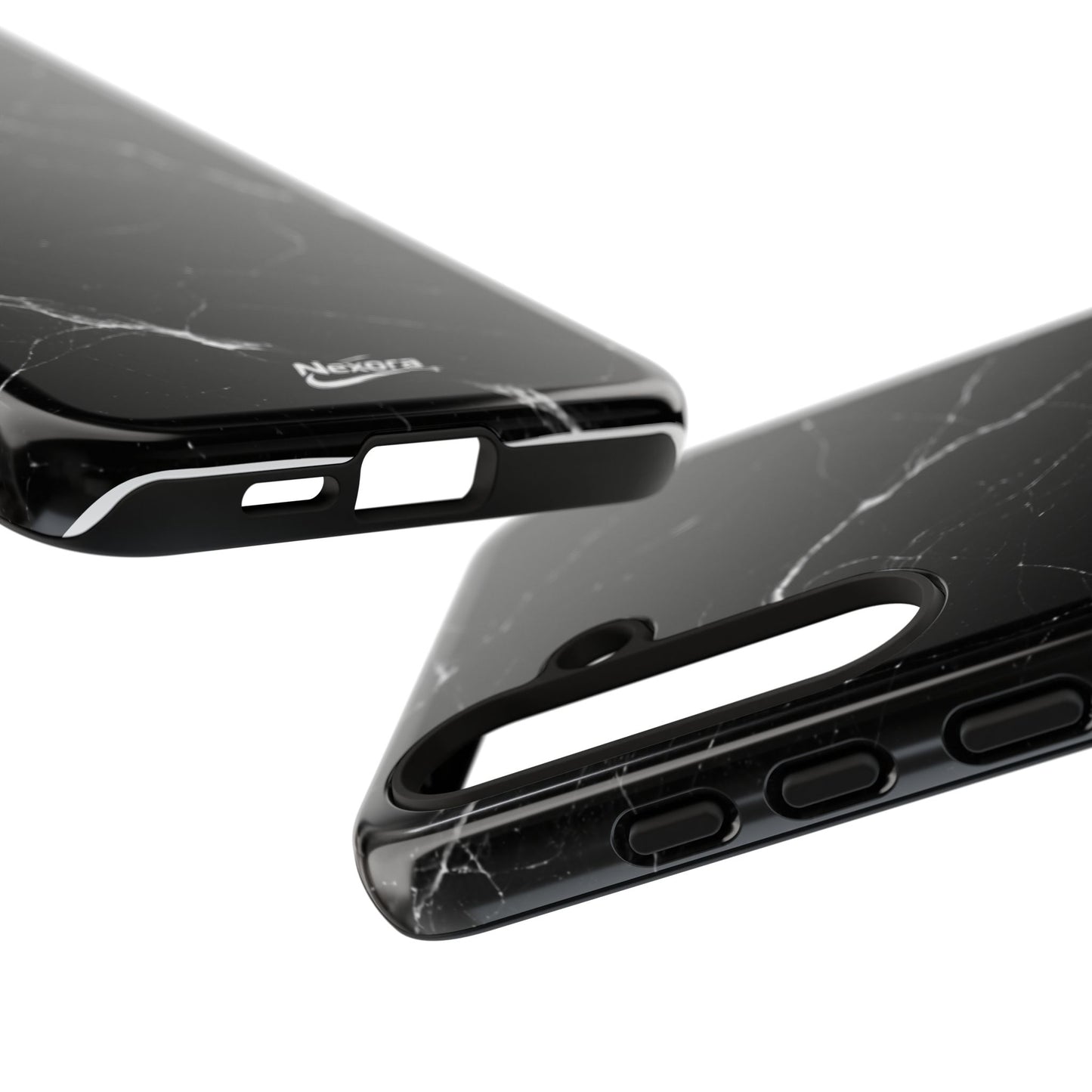 Nexora Black Marble Phone Case — Sleek Tough Protective Case with White Veining