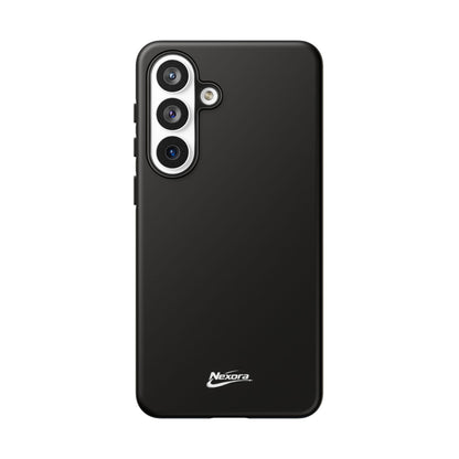 Nexora Black Tough Phone Case – Protective Slim Armor with Logo