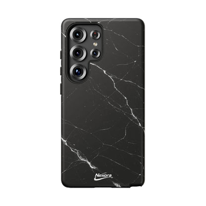 Nexora Black Marble Phone Case — Sleek Tough Protective Case with White Veining