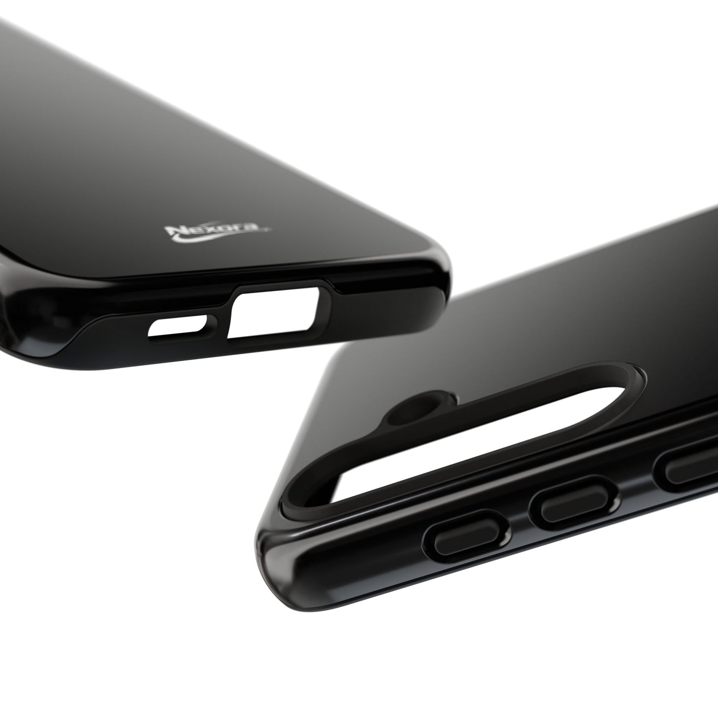 Nexora Black Tough Phone Case – Protective Slim Armor with Logo