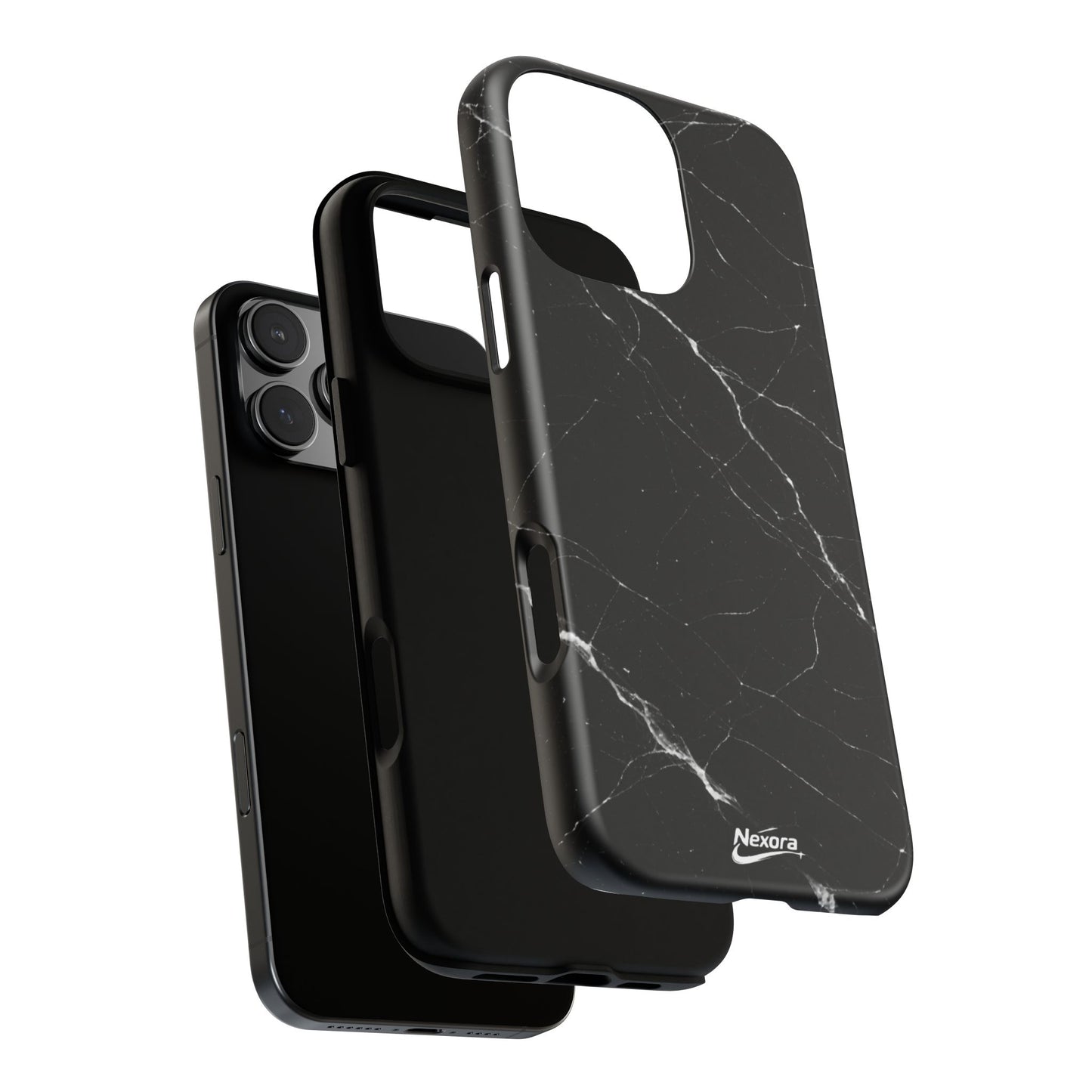 Nexora Black Marble Tough Phone Case — Slim Protective iPhone Cover