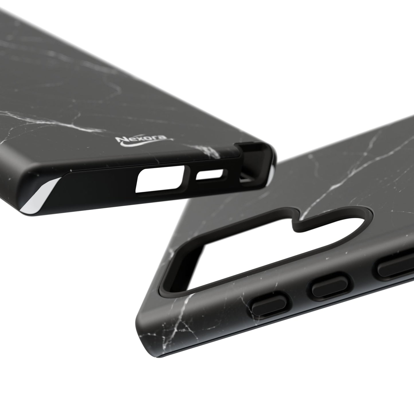 Nexora Black Marble Phone Case — Sleek Tough Protective Case with White Veining