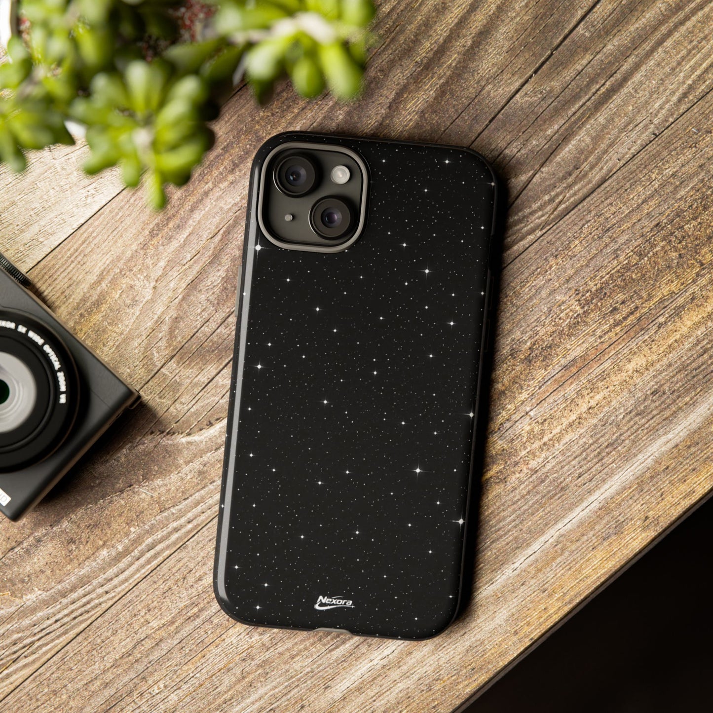 Nexora Galaxy Tough Phone Case — Black Stardust Protective Case