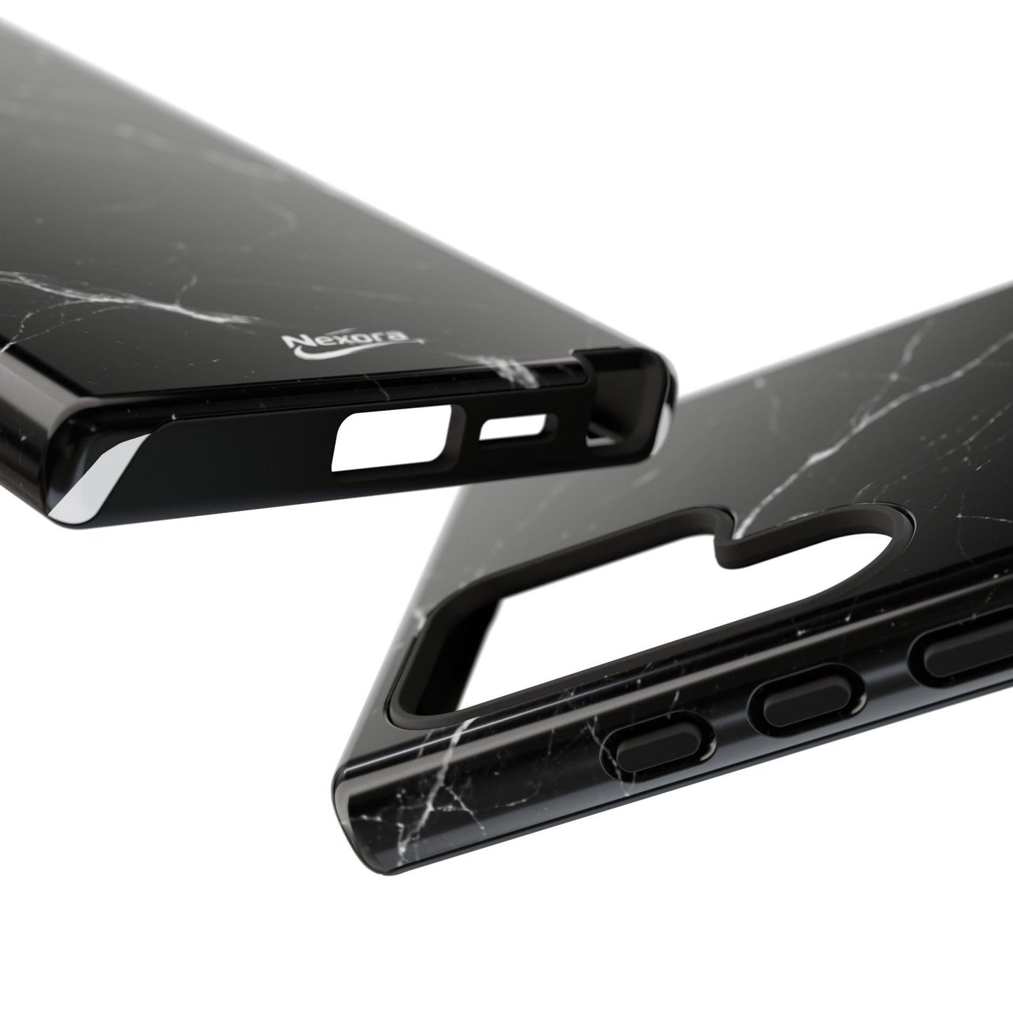 Nexora Black Marble Phone Case — Sleek Tough Protective Case with White Veining