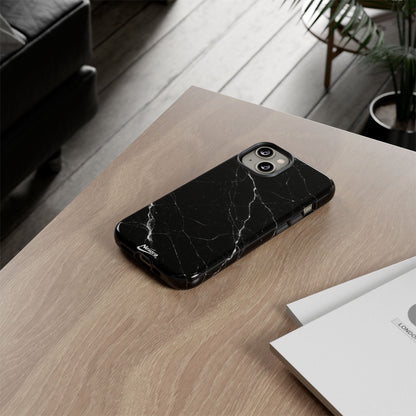 Nexora Black Marble Tough Phone Case — Slim Protective iPhone Cover