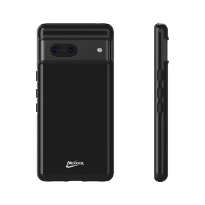 Nexora Black Tough Phone Case – Protective Slim Armor with Logo