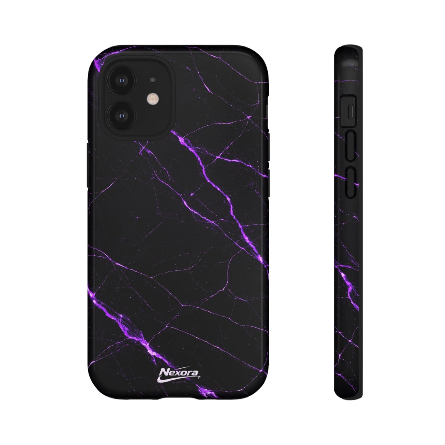Nexora Purple Lightning Marble Phone Case — Tough Protective Phone Case