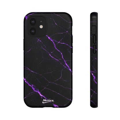 Nexora Purple Lightning Marble Phone Case — Tough Protective Phone Case