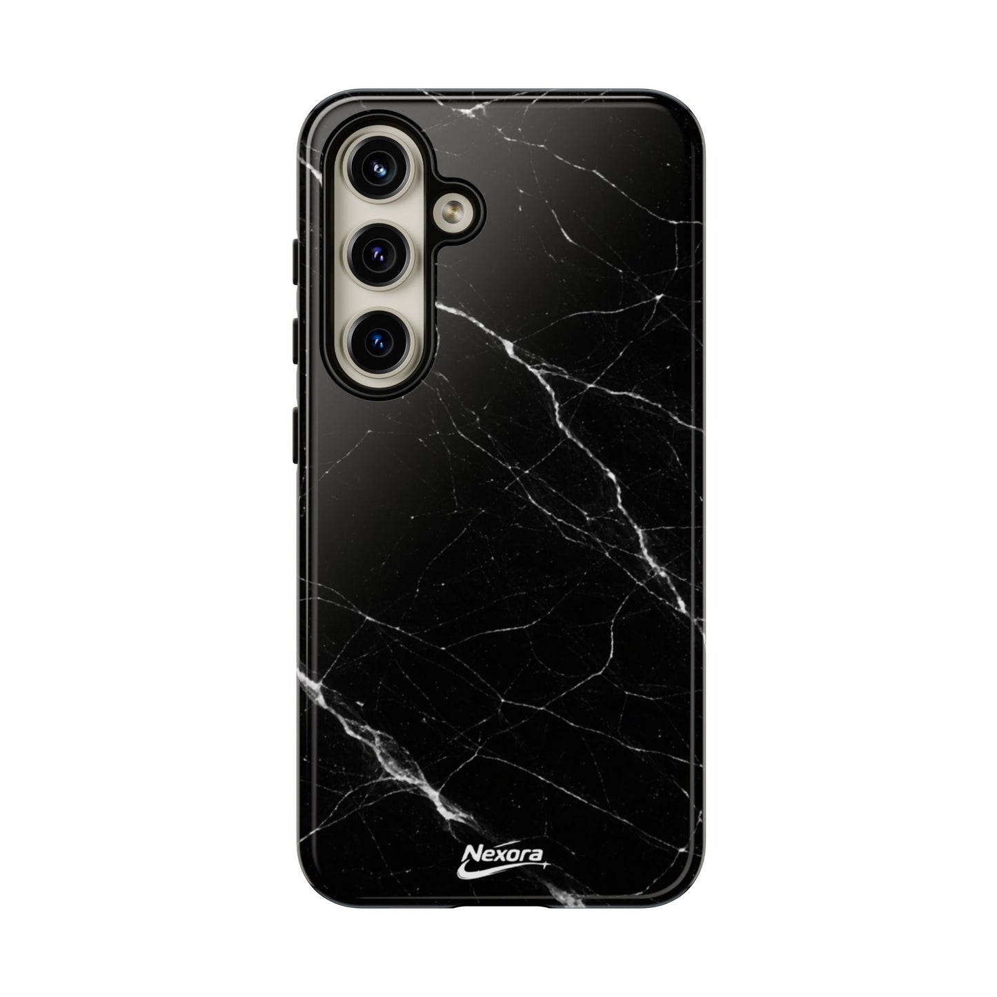 Nexora Black Marble Phone Case — Sleek Tough Protective Case with White Veining