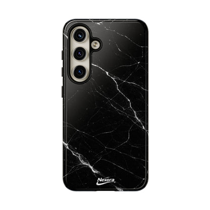 Nexora Black Marble Phone Case — Sleek Tough Protective Case with White Veining